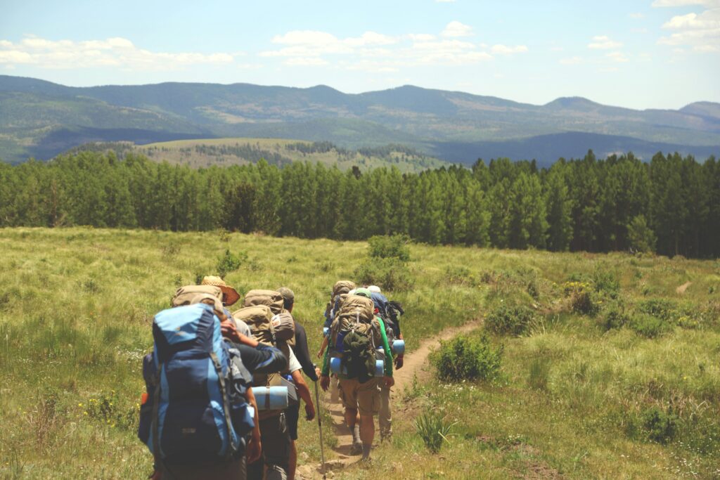 group hiking